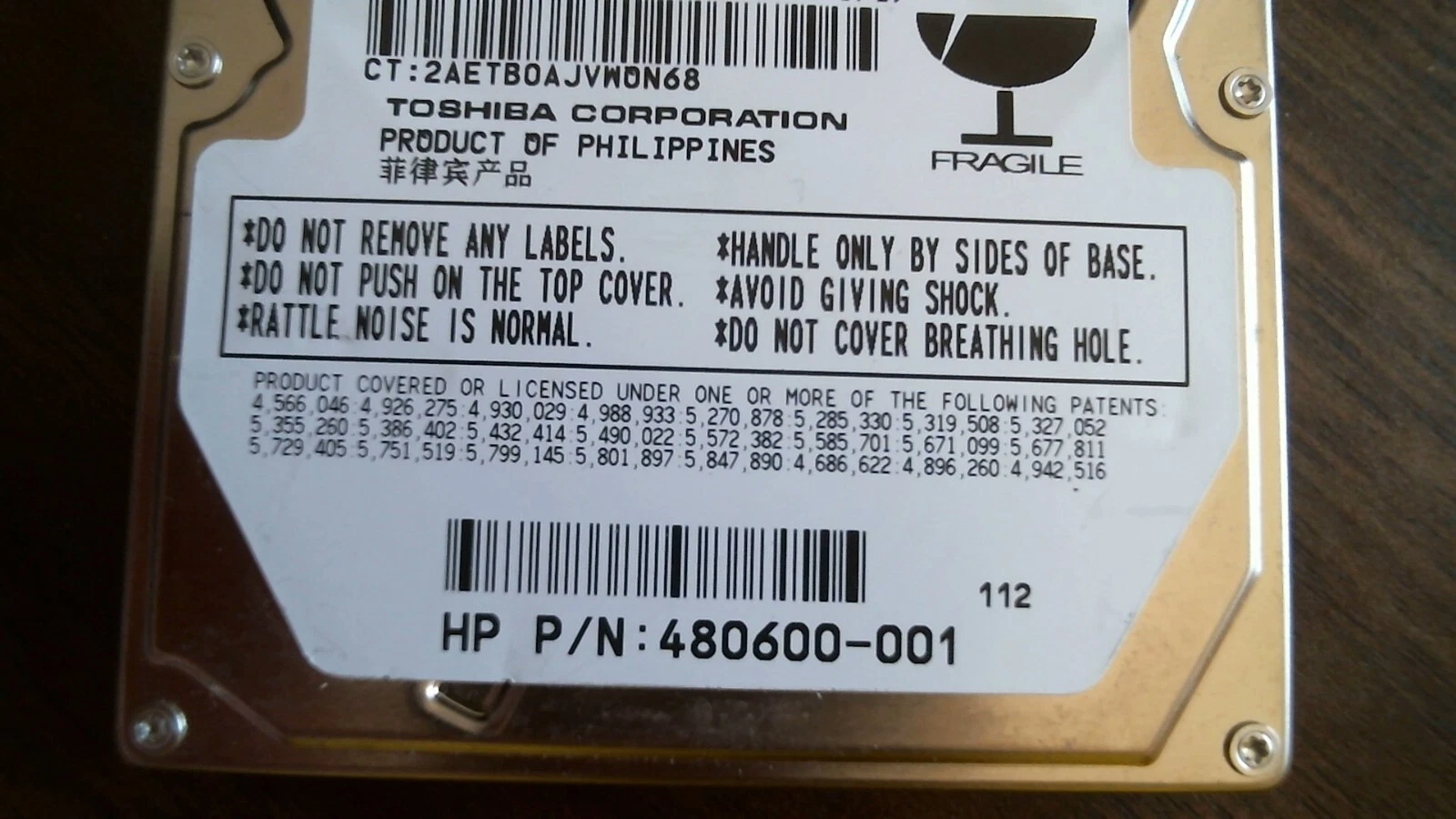 HDD Laptop Hard Disk SATA Toshiba MK2552GSX HDD2H02 F VL01 T 250GB 480600-001 - image 3