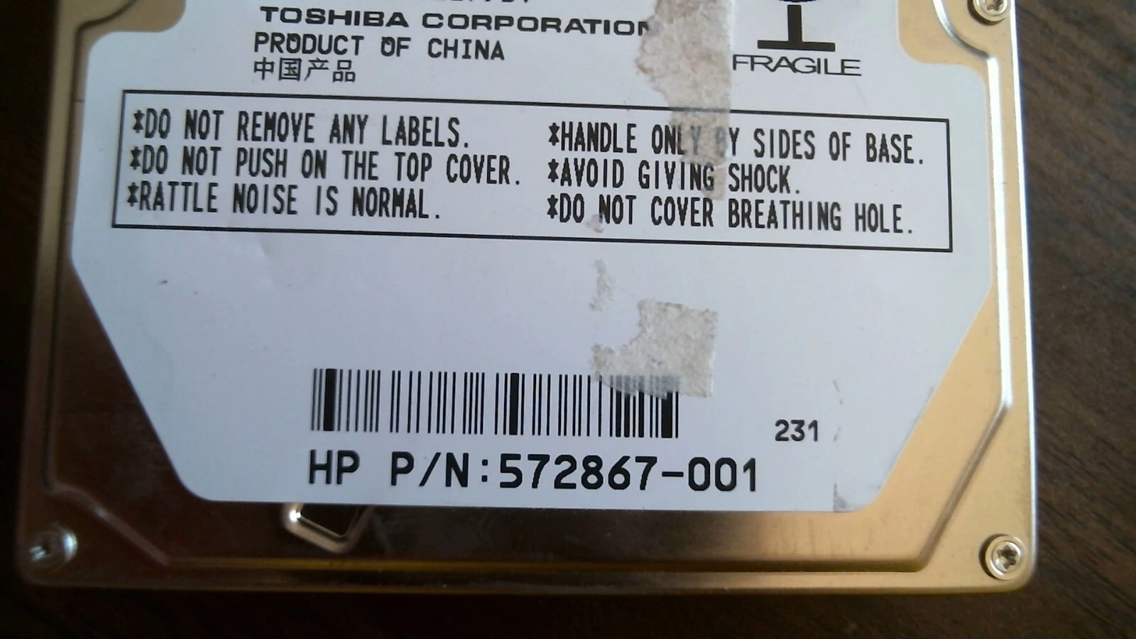 HDD Laptop Hard Disk SATA Toshiba MK2552GSX HDD2H02 F VL01 T 250GB 480600-001 - image 3