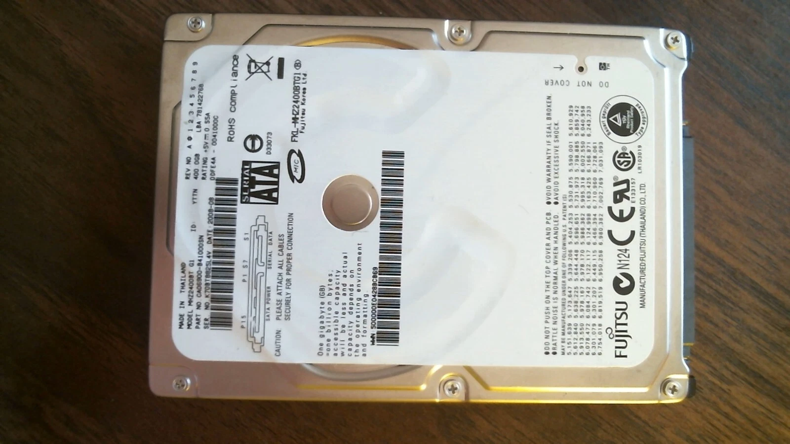 HDD Laptop Hard Disk Drive SATA Fujitsu MHZ2400BT CA06900-B41000SN 400GB