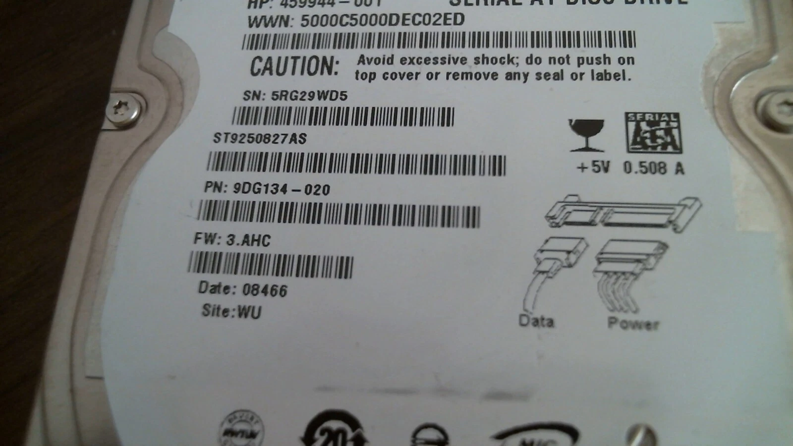 HDD Laptop Hard Disk Drive SATA Seagate Momentus 5400.4 459944-001 ST9250827AS - image 3