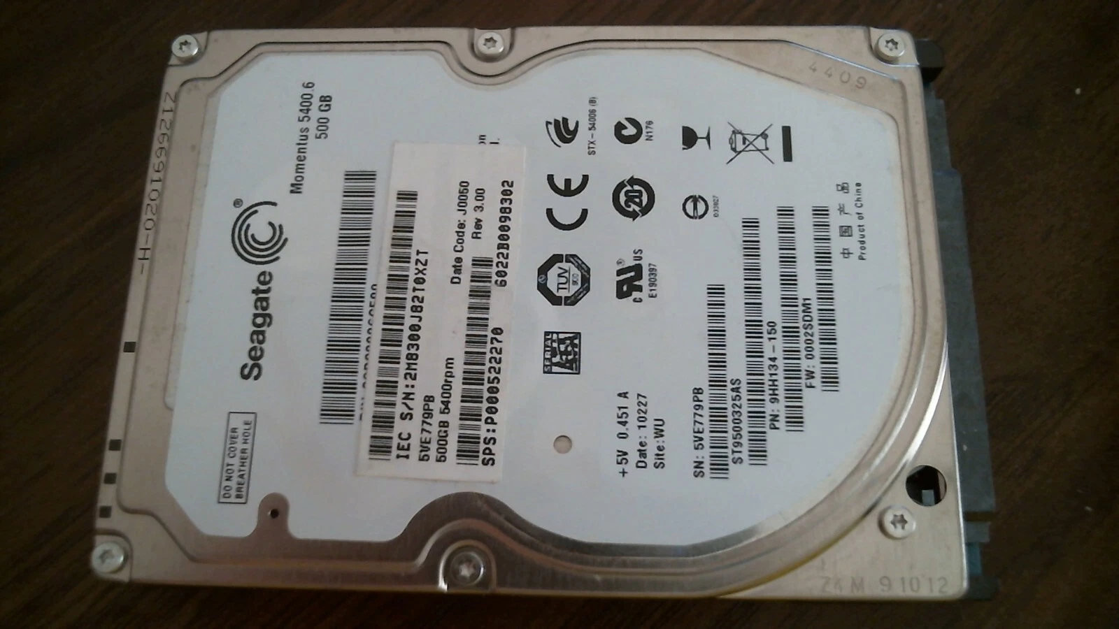 HDD Laptop Hard Disk Drive SATA Seagate Momentus 5400.6 ST9500325AS 9HH134-150