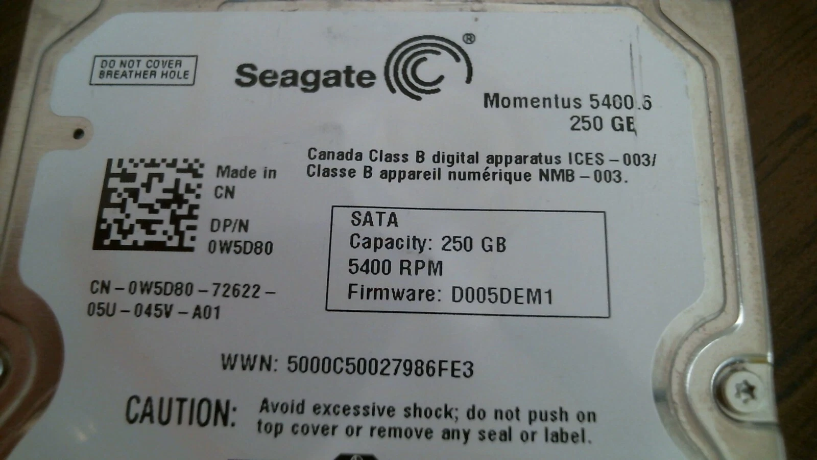 HDD Laptop Hard Disk Drive SATA Seagate Momentus 5400.6 ST9250315AS 9HH132-036 - image 2