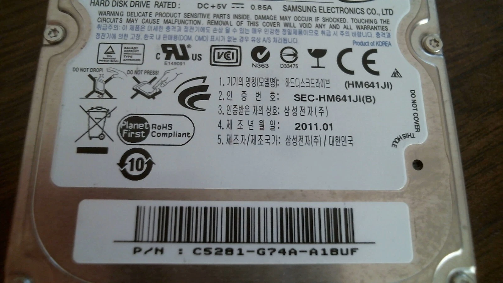 HDD Laptop Hard Disk Drive SATA Samsung Spinpoint HM641JI HM641JI/S11 - image 3