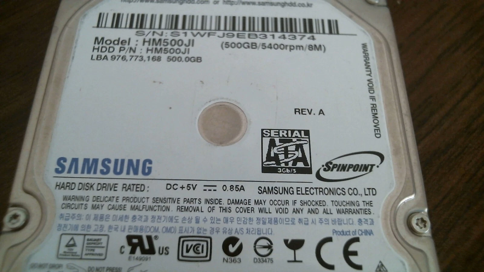 HDD Laptop Hard Disk Drive SATA Samsung Spinpoint HM500JI C2453-F141-A0ANI - image 2