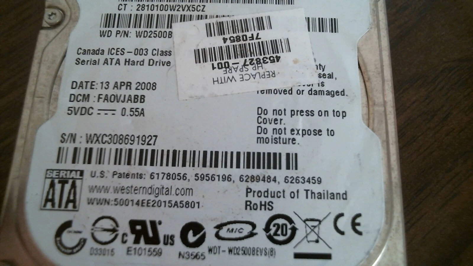 HDD Laptop Hard Disk Drive SATA WD Scorpio WD2500BEVS WD2500BEVS-60UST0 250GB - image 3