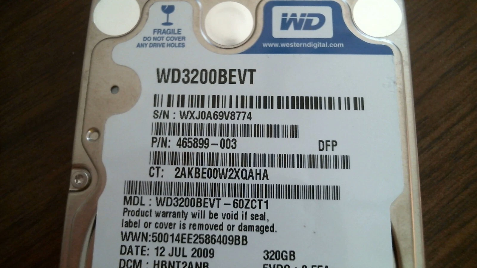 HDD Laptop Hard Disk Drive SATA WD Scorpio Blue 320GB WD3200BEVT-60ZCT1 HBNT2AND - image 2