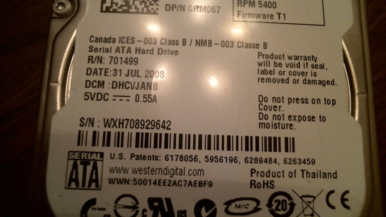 HDD Laptop Hard Disk Drive SATA WD Scorpio WD1600BEVT-75ZCT1 312581808 160GB - image 3