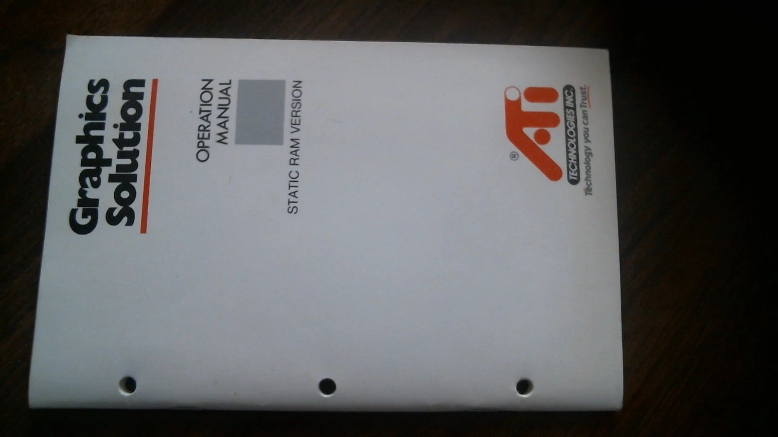 User's Manual - Graphics Solution Static RAM Version ATI Video Card Operations