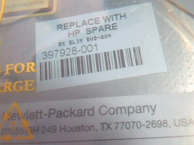 HP DVD-ROM Drive DV-28E 397928-001 1977067V-47 01-C.AB 168003-9D6 8X Slim NEW - image 4