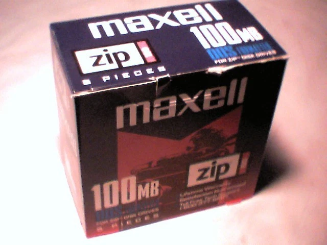 USED - 5-PACK ZIP 100MB Disks in Box for IBM DOS formatted computers Maxell