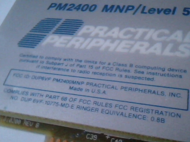 Practical Peripherals PM2400 MNP 8bit ISA Modem card - image 3