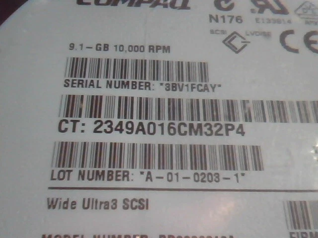 Compaq 9.1 Ultra3 SCSI HD 176493-001 3R-A0857-AA - image 2