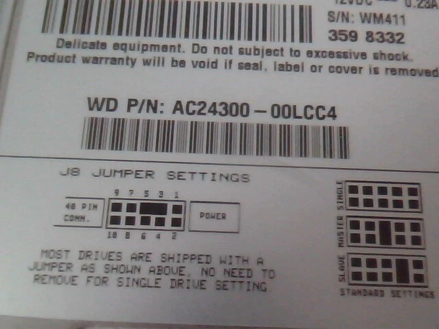 Hard Disk Drive IDE Western Digital Caviar WD AC24300-00LCC4 24300 C4 03 NOV 98 - image 3