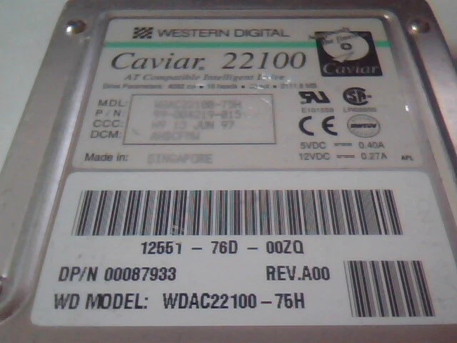 Hard Disk Drive IDE Western Digital Caviar 22100 WDAC22100-75H 99-004219-015 - image 2