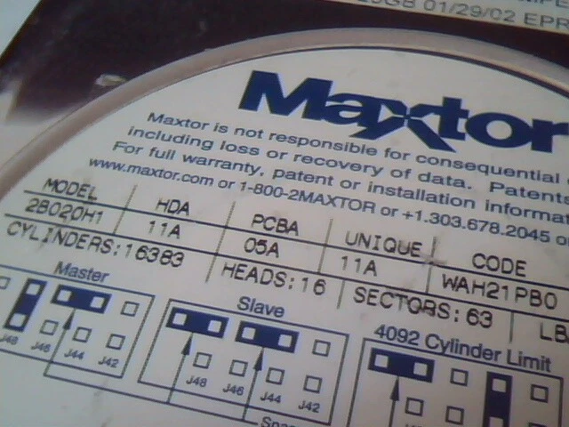Hard Disk Drive IDE Disk Maxtor APL 2B020H1 541DX WAH21PBO 40020624 20GB - image 2