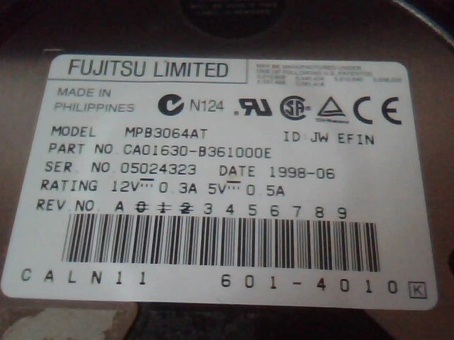 Hard Drive IDE Disk Fujitsu Limited MPB3064AT CA01630-B361000E 601-4010