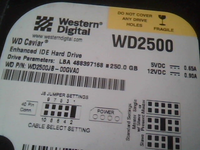 Hard Drive IDE Western Digital Caviar WD2500JB-00GVA0 WD2500 250GB 488397166 - image 2