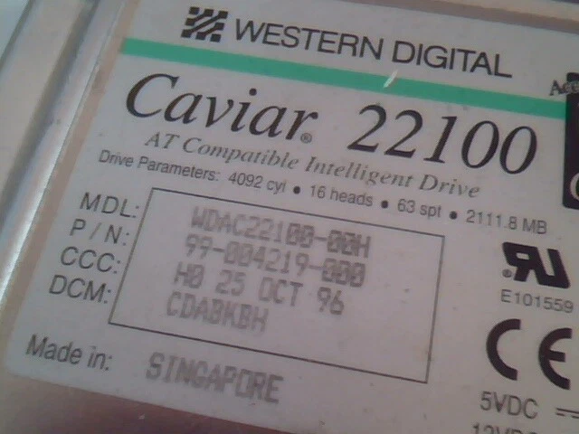 Hard Disk Drive IDE Western Digital Caviar WDAC22100-00H 99-004219-000 - image 2