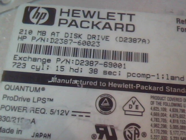 Hard Disk Drive IDE Hewlett Packard D2387-60023 RR21A10C LPS - image 3
