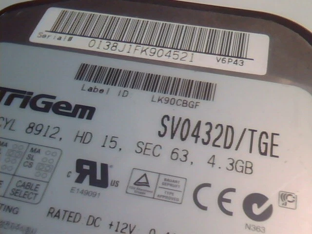 Hard Disk Drive IDE Trigem SV0432D/TGE RevA 1999 09 KS100-41 - image 2