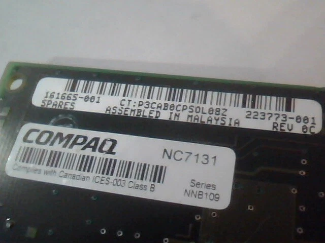 Network Card PCI Compaq 161665-001 223773-001 RevC Giga A44815-004 - image 5