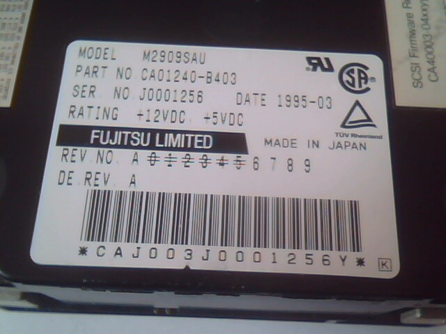 Hard Disk Drive SCSI Fujitsu M2909SAU CA01240-B403 M2909SAV 1995-03 Rev A - image 2