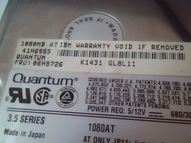 Hard Drive IDE Disk Quantum 06H8726 FB10A341 1080AT 03-J 41H6955 06H8726 - image 2