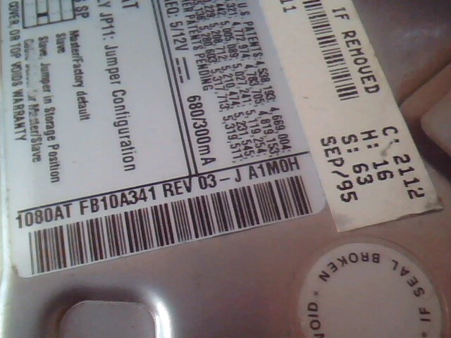 Hard Drive IDE Disk Quantum 06H8726 FB10A341 1080AT 03-J 41H6955 06H8726 - image 3