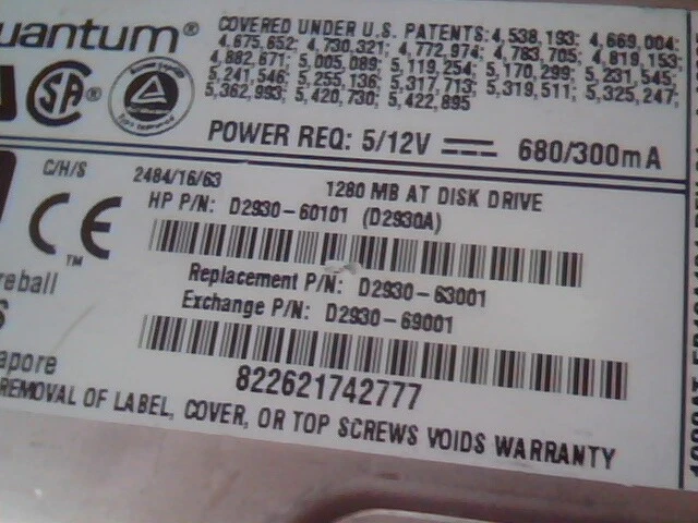 Hard Drive IDE Disk Quantum Fireball FB12A101 1280AT D2930-60101 01-A - image 3