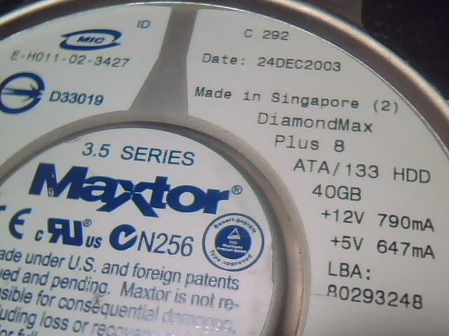 Hard Drive IDE Maxtor E-H011-02-3427 DiamondMax Plus 8 40GB ATA 133 NAR61EA - image 2