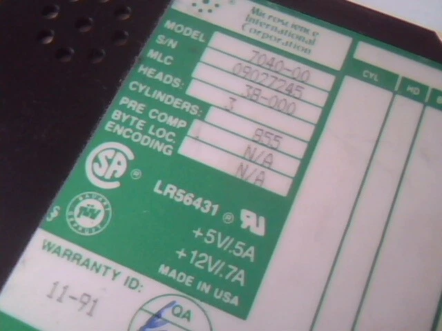 Hard Drive IDE Disk 7040-00 LR56431 Microscience 38-000 - image 2