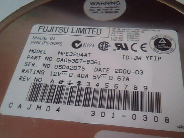 Hard Drive IDE Disk Fujitsu MPE3204AT CA05367-B361 YFIP - image 2