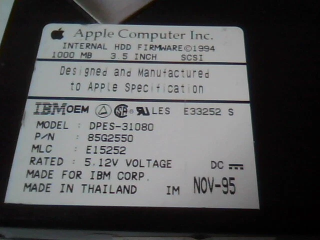 Hard Drive SCSI Apple IBM DPES-31080 85G2550 E15252 3.5 - image 2