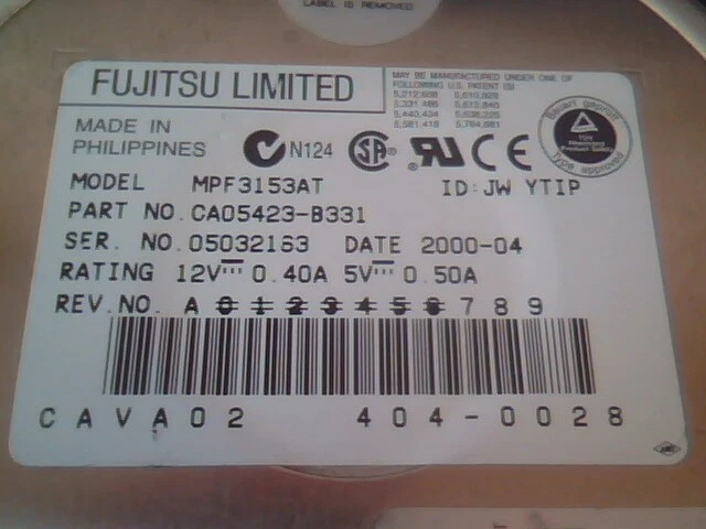 Hard Drive IDE Disk Fujitsu MPF3153AT CA05423-B331 YTIP 404-0028 - image 2