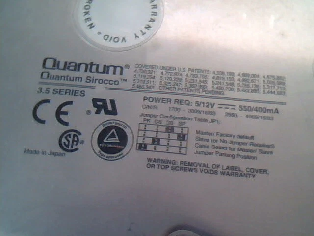 Hard Drive Disk HDD IDE Quantum Sirocco SR17A011 01-H 1700AT A0100 - image 2