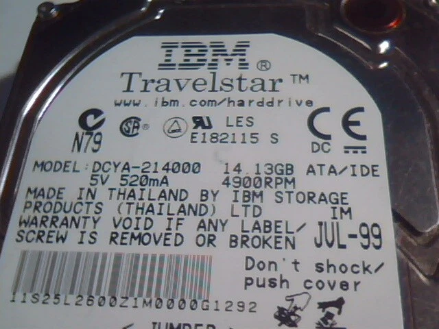 2.5 Hard Disk Drive IDE IBM Travelstar DCYA-214000 25L2600 14.13GB 25L2600 - image 2