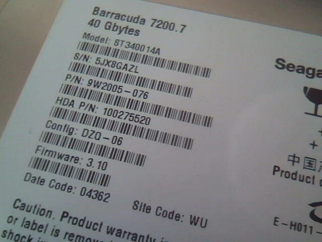 Hard Disk Drive IDE Seagate Barracuda ST340014A 9W2005-076 40GB 100275520 - image 2