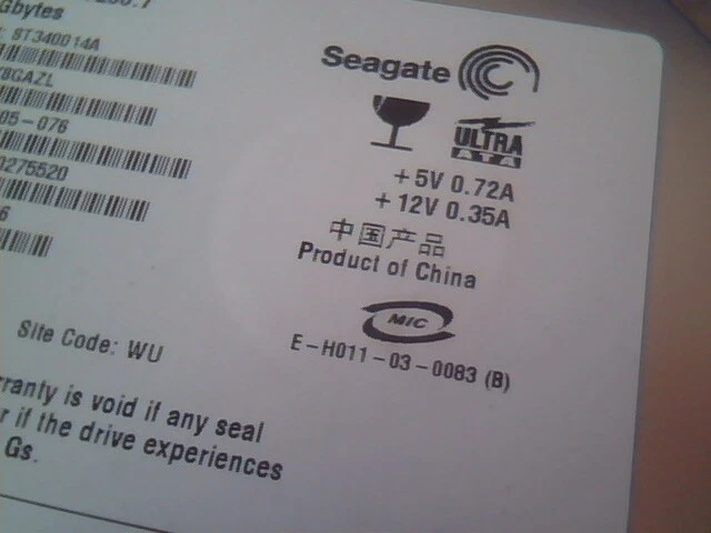 Hard Disk Drive IDE Seagate Barracuda ST340014A 9W2005-076 40GB 100275520 - image 3