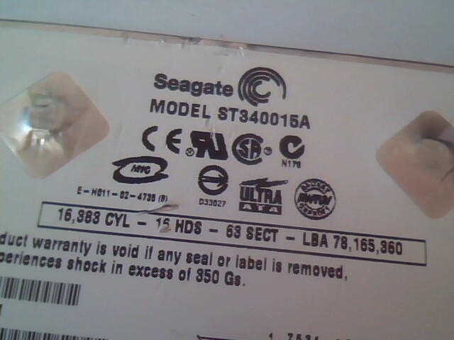 Hard Disk Drive IDE Seagate ST340015A 9Y3001-001 100271841 - image 2