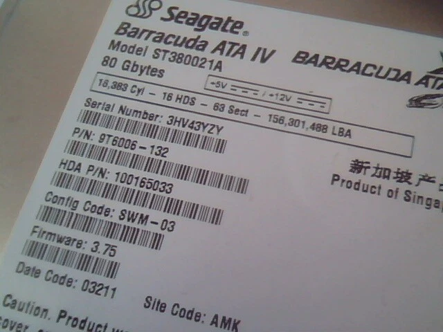 Hard Disk Drive IDE Seagate Barracuda ST380021A 9T6006-132 100165033 - image 2