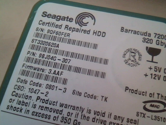 Hard Disk Drive IDE Seagate Barracuda ST3320620A 9BJ04G-307 7200.10 - image 2