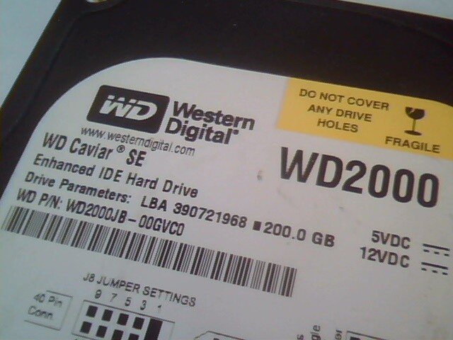 Hard Disk Drive IDE Western Digital Caviar SE WD2000JB-00GVC0 200GB 390721968 - image 2