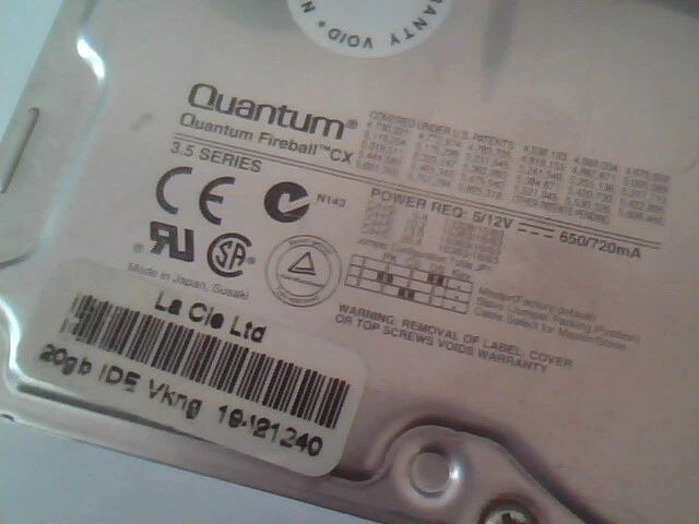 Hard Drive IDE Disk Western Digital Quantum Fireball CX CX20A011 02-B 20.4AT - image 2