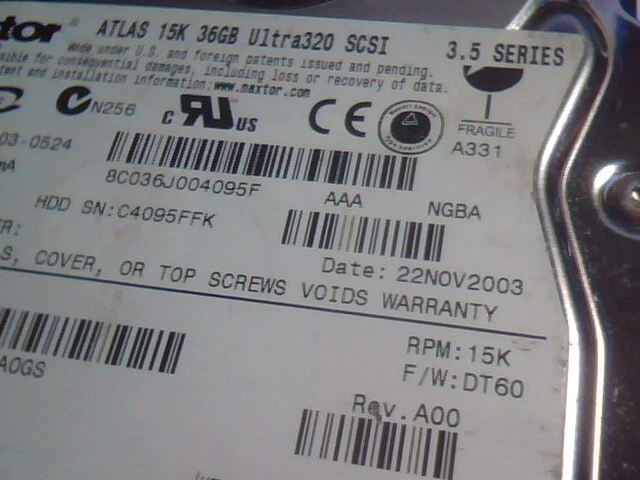 Hard Drive SCSI Disk Maxtor Atlas Ultra320 E-H011-03-0524 36GB 15K 09X924 - image 3