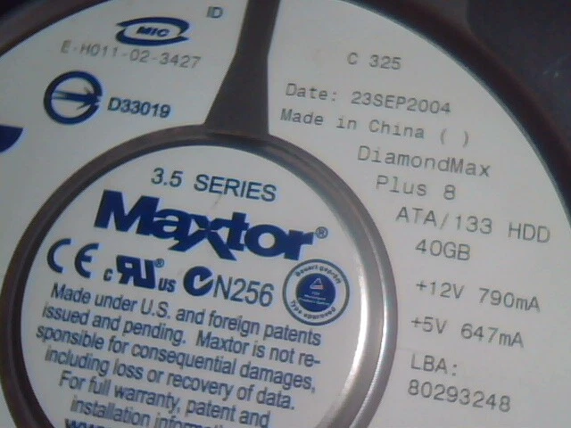 Hard Drive Disk IDE Maxtor E-H011-02-3427 DiamondMax Plus 8 E10N2BMN NAR61EA0 - image 2