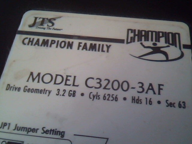 Hard Drive Disk IDE JTS Champion Family C3200-3AF 3.2GB M311112 Rev E 6256 - image 2
