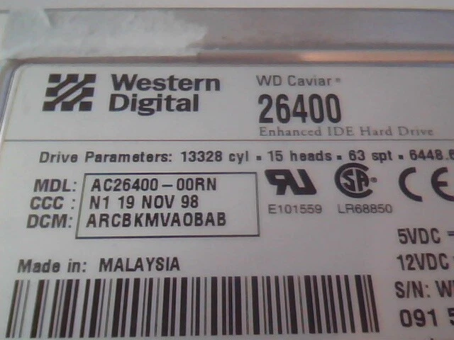 Hard Drive Disk IDE Western Digital Caviar 26400 AC26400-00RN AC26400-00RNN1 - image 2