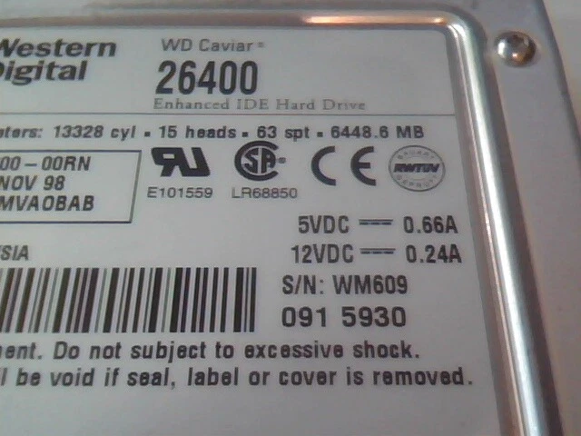 Hard Drive Disk IDE Western Digital Caviar 26400 AC26400-00RN AC26400-00RNN1 - image 3