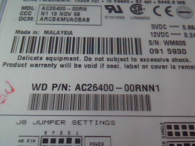 Hard Drive Disk IDE Western Digital Caviar 26400 AC26400-00RN AC26400-00RNN1 - image 4