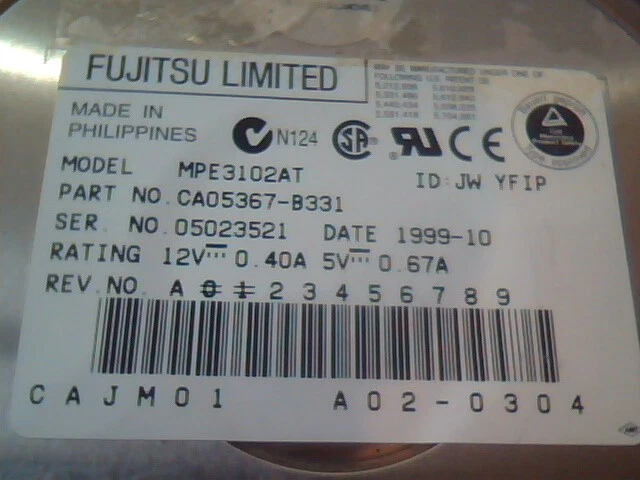 Hard Drive Disk IDE Fujitsu Limited MPE3102AT CA05367-B331 CAJM01 A02-0304 - image 2